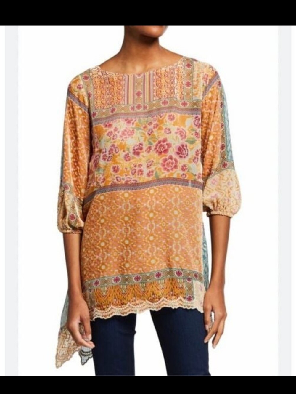 Johnny Was Xenia Floral Velvet Tunic Size Small